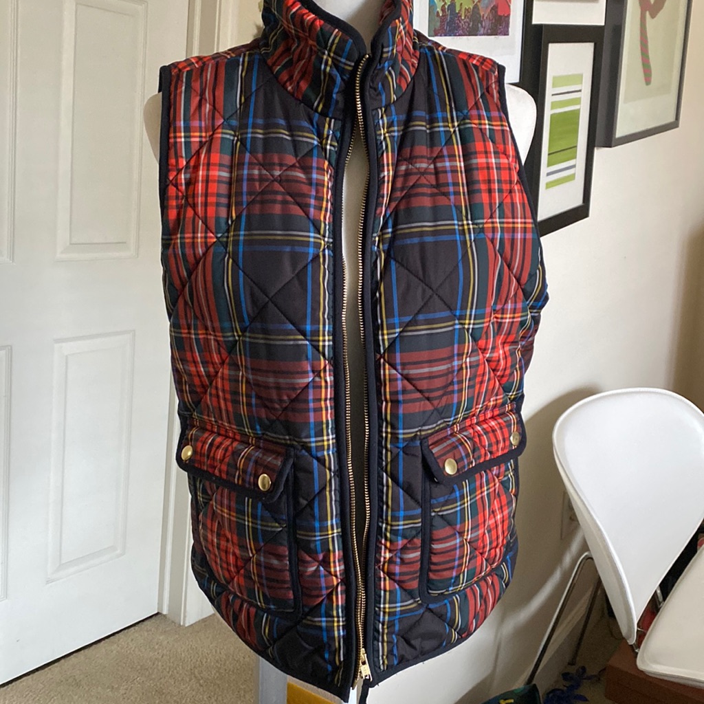 Jcrew Stewart Plaid Pimaloft Quilted Vest